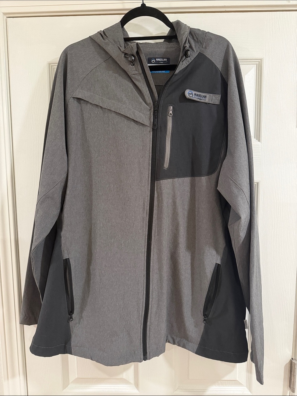 Magellan Outdoors Two-Tone Hooded Performance Jacket - Gray & Charcoal